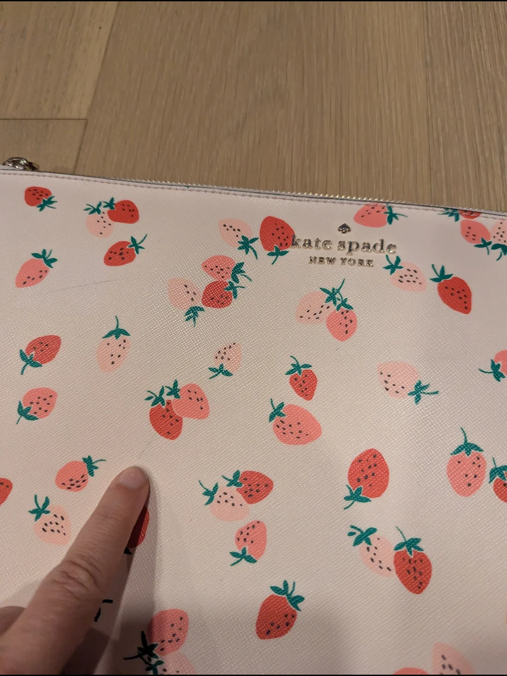 kate spade White Strawberry Print Zip Electronic Case